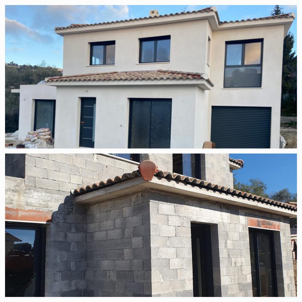 Construction maison facade avant après